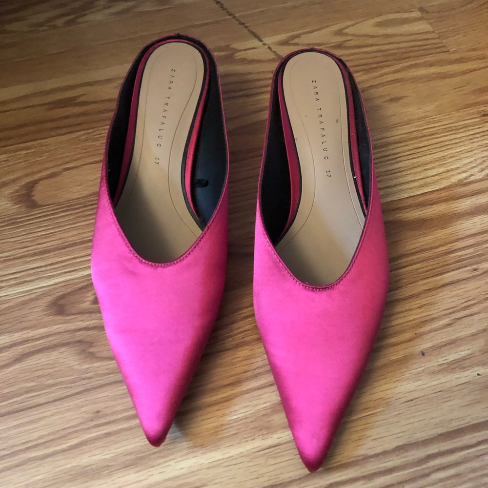 zara pink satin mules